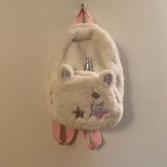 Claire's Fuzzy Unicorn Teddy Mini BackPack - Picture 1 of 9